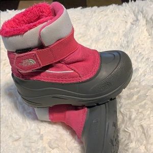 Little Hot Pink NorthFace Snow Boots